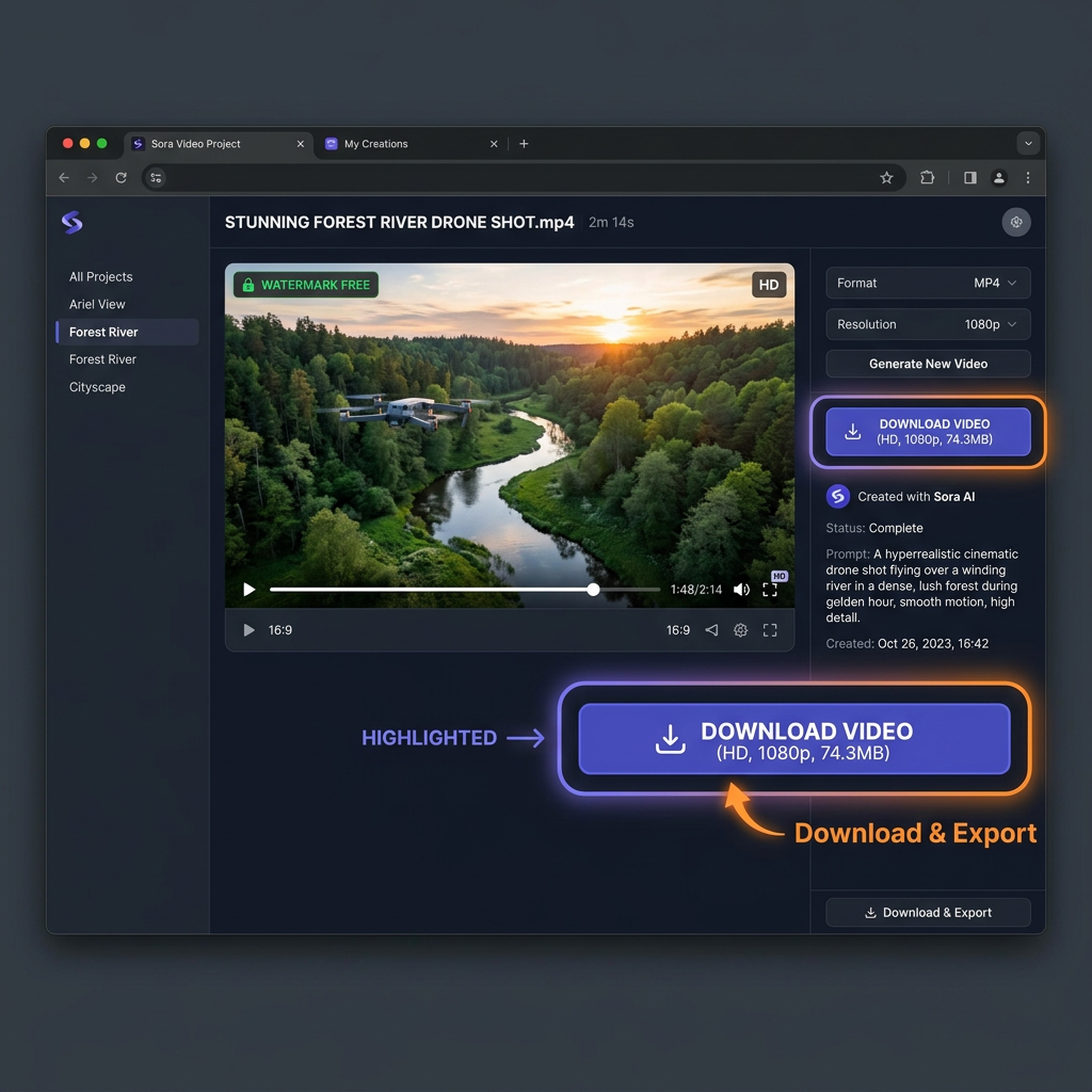 How to download Sora video without watermark tutorial
